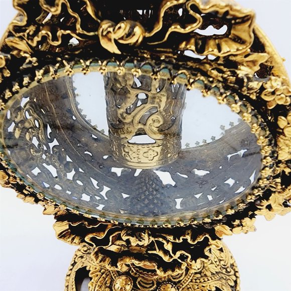 Vtg STYLEBUILT Ormolu Gilt Ornate Filigree Rococo Regency Vanity Perfume Bottle - Picture 8 of 14